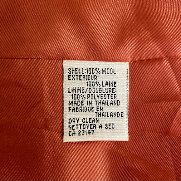 TALBOTS Womens Size 12 Orange/Pink/Brown Tweed 100% Wool Lined Blazer - Picture 4 of 7